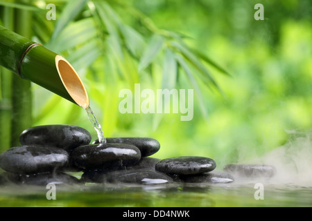 Nature morte avec spa et fontaine bambou zen stone Banque D'Images