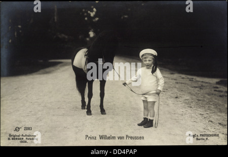 Ak Prinz Wilhelm von und mit Preußen Pony Seemütze ; Banque D'Images