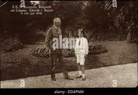 Ak S.K.H. Le Kronprinz Rupprecht mit Erbprinz Albrecht von Bayern ; Banque D'Images