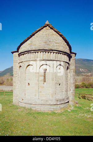 Abside de l'église San Juan de Busa. Olivan, province de Huesca, Aragon, Espagne. Banque D'Images