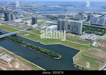 Stade de gymnastique Ariake : Tokyo, Japon : Vue aérienne du lieu proposé pour les Jeux Olympiques d'été de 2020. (Photo de bla) Banque D'Images