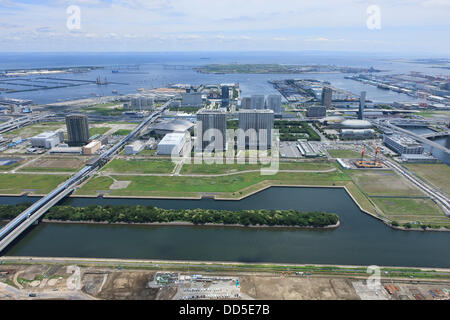 Stade de gymnastique Ariake : Tokyo, Japon : Vue aérienne du lieu proposé pour les Jeux Olympiques d'été de 2020. (Photo de bla) Banque D'Images