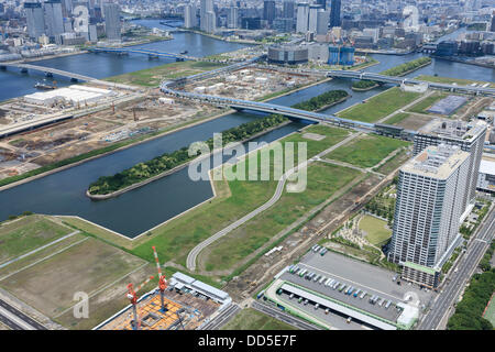 Stade de gymnastique Ariake : Tokyo, Japon : Vue aérienne du lieu proposé pour les Jeux Olympiques d'été de 2020. (Photo de bla) Banque D'Images