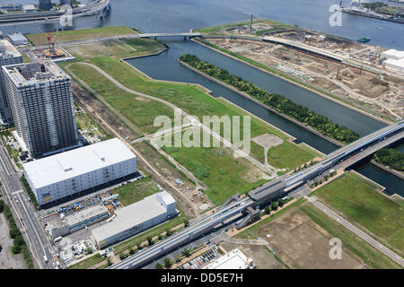 Stade de gymnastique Ariake : Tokyo, Japon : Vue aérienne du lieu proposé pour les Jeux Olympiques d'été de 2020. (Photo de bla) Banque D'Images