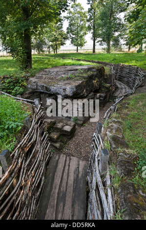 Bunker à Croonaert Bayernwald / Bois, reconstruction de l'Allemand Première Guerre mondiale une tranchée à Barraute camu, Flandre occidentale, Belgique Banque D'Images