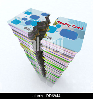Pile de carte fidélité des couleurs cassées, 3d illustration Banque D'Images