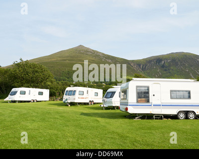 Caravanes à Aberafon camping Gyrn Goch dans le Nord du Pays de Galles UK Banque D'Images