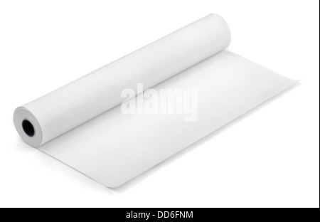 Rouleau de papier fax thermique isolated on white Banque D'Images