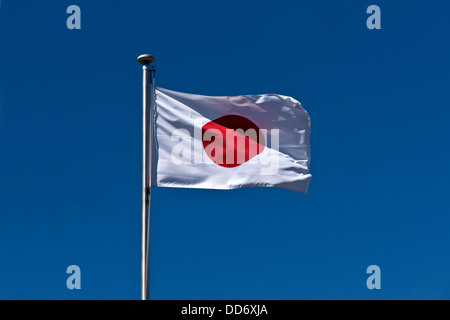 Drapeau japonais voltigeant dans le vent Banque D'Images