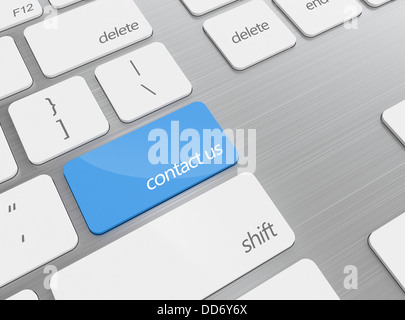 De rendu 3D avec clavier bouton Nous contacter isolé sur fond blanc Banque D'Images