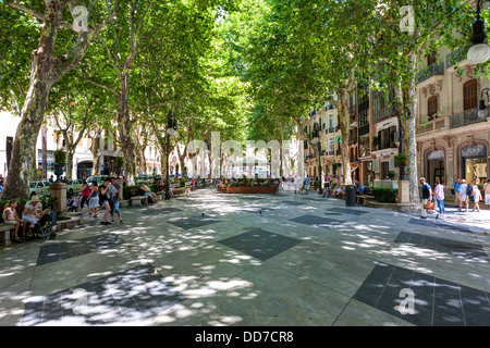 Espagne, Majorque, vue de restaurants à Passeig de naissance Banque D'Images