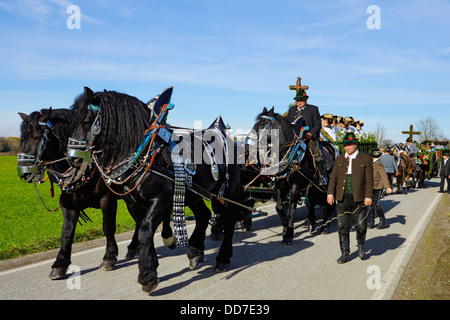 Dans Leonhardifahrt Benediktbeuren, Oberbayern, Deutschland, nur-redaktionell-nutzbar, editorial-seulement, aucun-modèle-version Banque D'Images