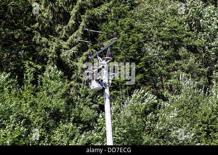 Transfo, électricité, distribution, pylône Banque D'Images