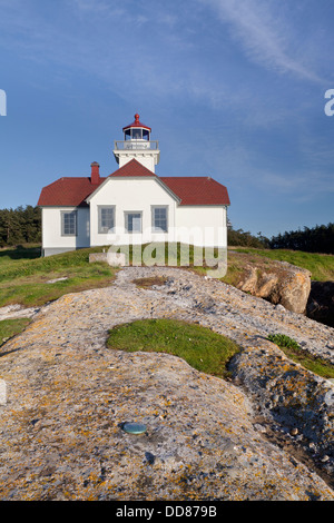 USA, Washington, San Juan Islands. Avis de Patos Island Lighthouse. Banque D'Images