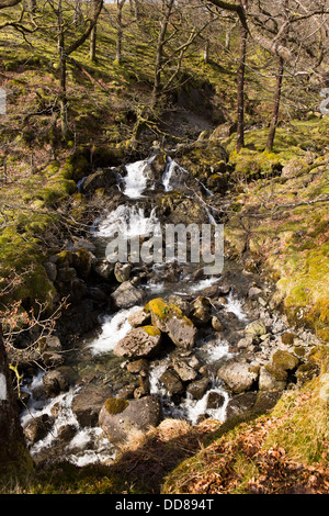 UK, Cumbria, Lake District, Honister Pass, Hause Gill descendant de la colline Banque D'Images