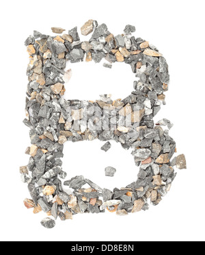 B - alphabet de pierre sur blanc. Banque D'Images