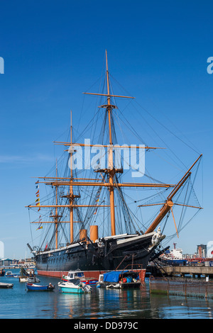 L'Angleterre, dans le Hampshire, Portsmouth, Portsmouth Dockyard nombril, le HMS Warrior, 1860 Banque D'Images