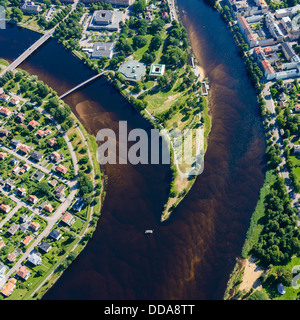 Maisons et de la rivière Klarälven Karlstad,,, Värmland, Suède Banque D'Images