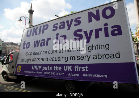 Londres, Royaume-Uni. Août 29, 2013. "Non à la guerre de l'UKIP en Syrie' Ad Van Campagne dans London UK Crédit : M.Sobreira/Alamy Live News Banque D'Images