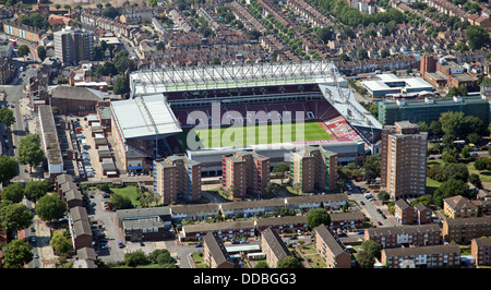 Vue aérienne de l'ancien terrain du West Ham United FC : Upton Park ou Boleyn Ground dans l'est de Londres Banque D'Images