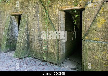 Première Guerre mondiale, un poste de secours avancé / ADS bunkers à la WW1 site de John McCrae Près d'Ypres, Flandre occidentale, Belgique Banque D'Images