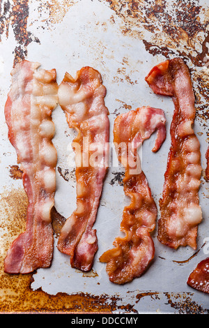 Bacon frit croustillant contexte Banque D'Images