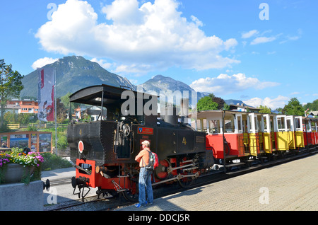 Achensee Achensee, narrow gauge steam cog railway, Jenbach, doyen mondial des locomotives à vapeur cog. Banque D'Images