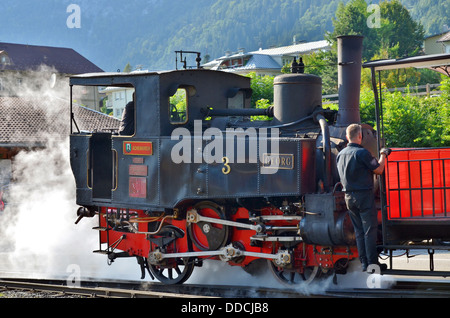 Achensee Achensee, narrow gauge steam cog railway, Jenbach, doyen mondial des locomotives à vapeur cog. Banque D'Images