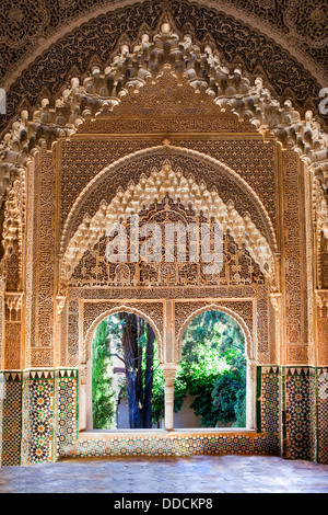 Mirador de Le Daraxa, dans Ajimeces Hall, Palais des Lions, des palais Nazaries de l'Alhambra, Grenade, Andalousie, Espagne Banque D'Images