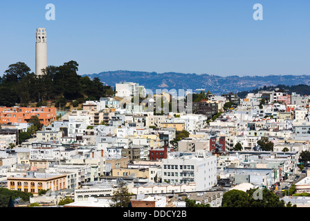 Telegraph Hill et la Coit Tower. San Francisco, Californie, USA. Banque D'Images