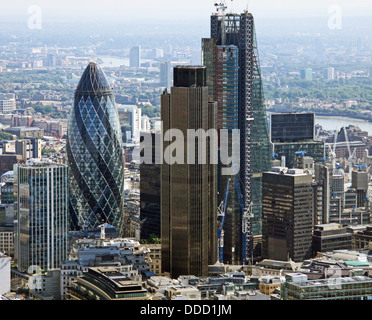 Vue aérienne de la ville de Londres, y compris le Gherkin, râpe à fromage et bâtiment NatWest Banque D'Images