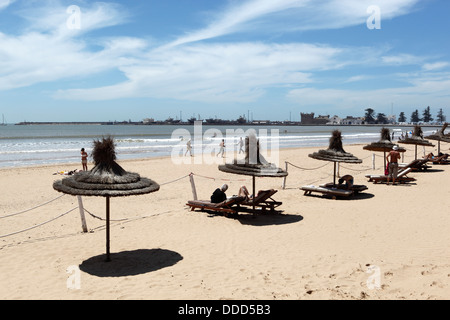 La plage, Essaouira, Maroc Banque D'Images