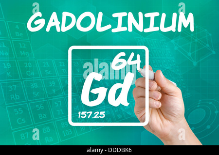 Symbole de l'élément chimique le gadolinium Banque D'Images