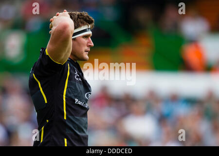 LEICESTER, UK - Samedi 31 août 2013. L'action de l'avant-saison friendly entre Leicester Tigers et Ulster joué à Welford Road, Leicester. Credit : Graham Wilson/Alamy Live News Banque D'Images