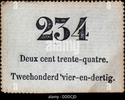 Billet belge avec la conscription conscrit / nombre d'incorporé à partir de la 19e siècle / 19e siècle, la Belgique Banque D'Images