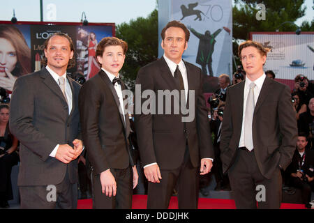 Venise, Italie. 30 août 2013. Ronnie Gene Blevins, Tye Sheridan, Nicolas Cage et le réalisateur David Gordon Green participant à la 'joe' première mondiale au 70e Festival International du Film de Venise. 30 août 2013 Banque D'Images