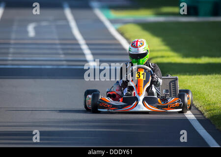 31.08.2013. Circuit PFi près de Grantham Lincolnshire Angleterre - Round 1 de la CIK-FIA Championnat du Monde KF. Samedi les qualifications. # 31 Mark Litchfield (GBR) PF Karting International Banque D'Images