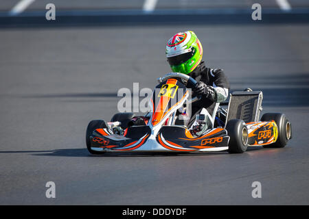 31.08.2013. Circuit PFi près de Grantham Lincolnshire Angleterre - Round 1 de la CIK-FIA Championnat du Monde KF. Samedi les qualifications. # 31 Mark Litchfield (GBR) PF Karting International Banque D'Images