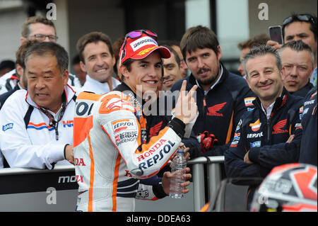 Silverstone, UK. 1er septembre 2013. Marc Márquez (Repsol Honda Team) pendant la course au circuit de Silverstone. Credit : Gaetano Piazzolla/Alamy Live News Banque D'Images