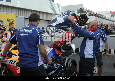 Silverstone, UK. 1er septembre 2013. Jorge Lorenzo (Yamaha Factory Racing) pendant la course au circuit de Silverstone. Credit : Gaetano Piazzolla/Alamy Live News Banque D'Images