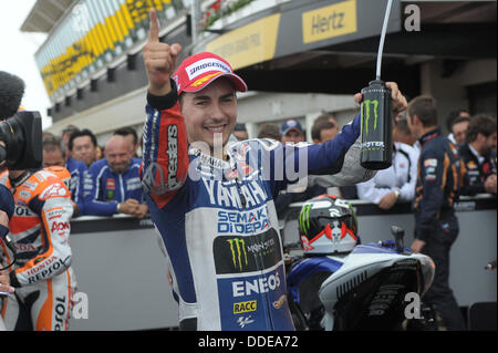 Silverstone, UK. 1er septembre 2013. Jorge Lorenzo (Yamaha Factory Racing) pendant la course au circuit de Silverstone. Credit : Gaetano Piazzolla/Alamy Live News Banque D'Images