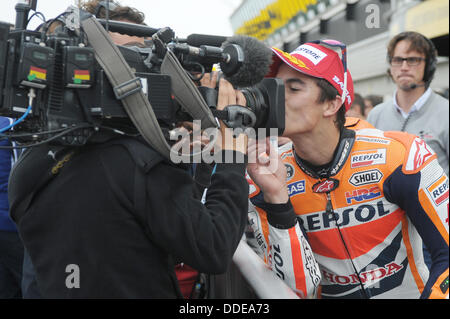 Silverstone, UK. 1er septembre 2013. Marc Márquez (Repsol Honda Team) pendant la course au circuit de Silverstone. Credit : Gaetano Piazzolla/Alamy Live News Banque D'Images