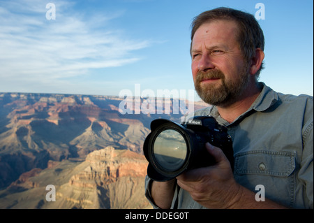 Femme photographe au Grand Canyon Banque D'Images