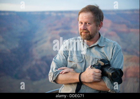 Femme photographe au Grand Canyon Banque D'Images