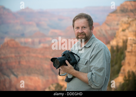 Femme photographe au Grand Canyon Banque D'Images