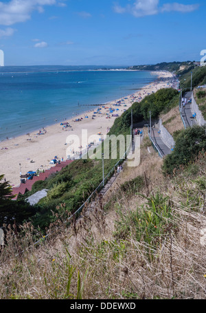 Plage de l'ouest de Bournemouth et de falaises, la baie de Poole, Dorset, England, UK. Banque D'Images