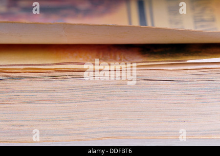 Plan Macro sur un vieux livre pages Banque D'Images