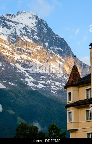 Lumière du soir sur l''Eiger depuis Grindelwald, Suisse Banque D'Images
