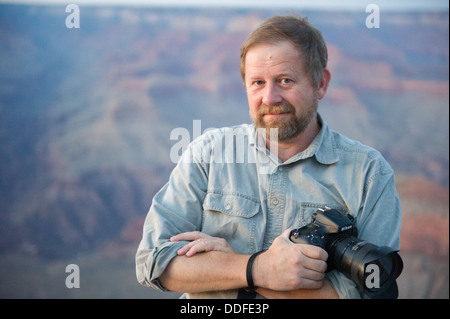 Femme photographe au Grand Canyon Banque D'Images