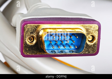 Moniteur (VGA 15 broches câble) et la douille. Banque D'Images